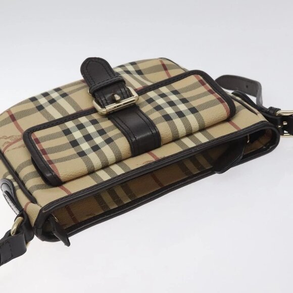 BURBERRY Nova Check Shoulder Bag PVC Beige Gold Auth - Picture 7 of 16